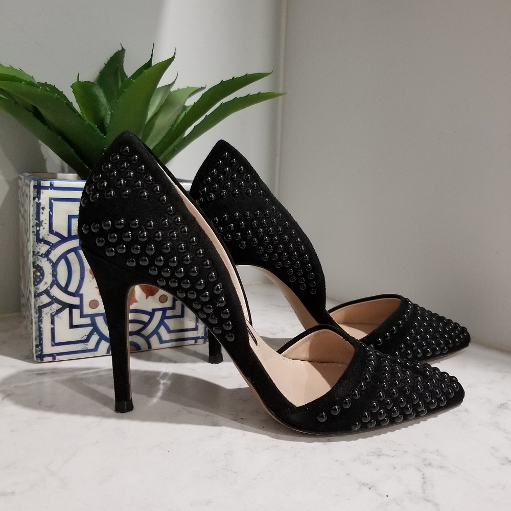 👠FRENCH CONNECTION BLACK HEELS - Picture 1 of 8